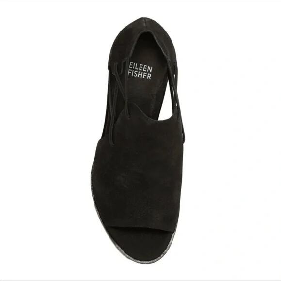 EILEEN FISHER “Nikki” Black Leather Open-Toe Booties US 7.5 - Picture 3 of 9